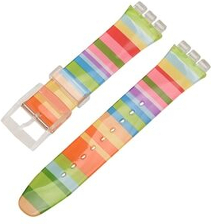 For Swatch 19mm Replacement Wrist Band Stripe Printed Silicone Adjustable Smart Watch Strap