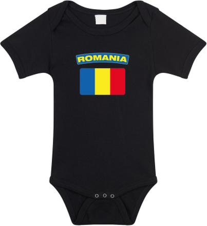 Romania romper met vlag Roemenie zwart voor babys