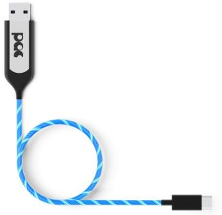 PAC Laddkabel USB-C 1m Blå LED Belyst Kabel