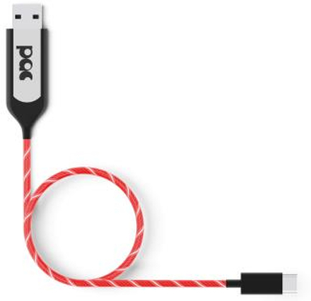 PAC Laddkabel USB-C 1m Röd LED Belyst Kabel