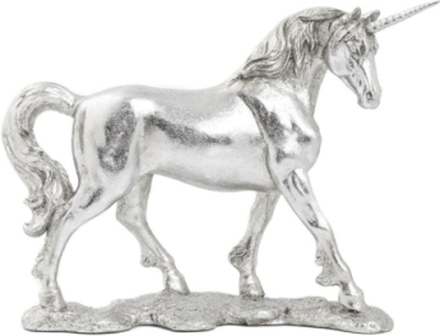 Silverfärgad Enhörning Figur 22 cm