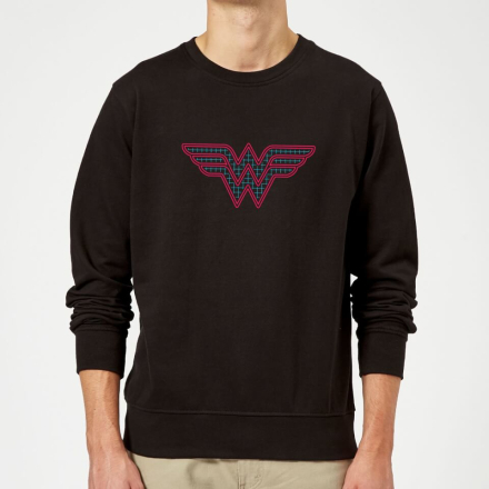 Justice League Wonder Woman Retro Grid Logo Sweatshirt - Black - M - Black