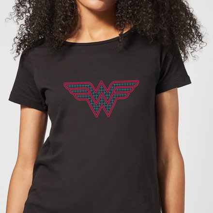 Justice League Wonder Woman Retro Grid Logo Women's T-Shirt - Black - XXL