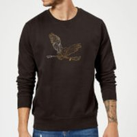 Harry Potter Hedwig Broom Gold Sweatshirt - Black - M - Black