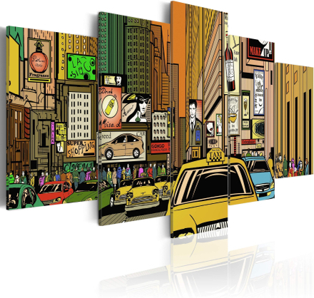 Canvas Tavla - The streets of New York City in cartoons - 200x100