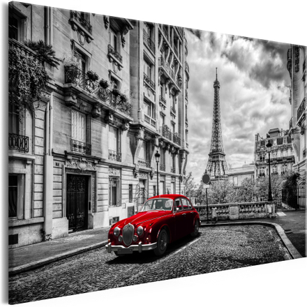 Canvas Tavla - Car in Paris Red Wide - 120x80
