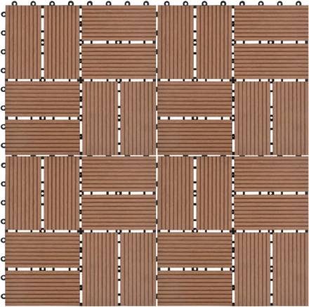 vidaXL Terrassebord 11 stk WPC 30x30 cm 1 kvm brun