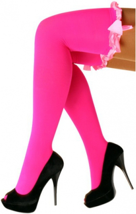 Verkleed fluor roze kousen voor dames