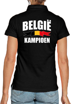 Zwart fan poloshirt / kleding Belgie kampioen EK/ WK voor dames