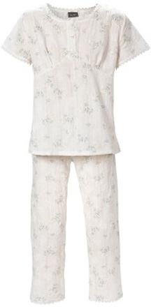 Trofe Romantic Floral Pyjama Hvid bomuld Large Dame
