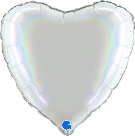 Hjärtballong Holografisk Platinum Pure