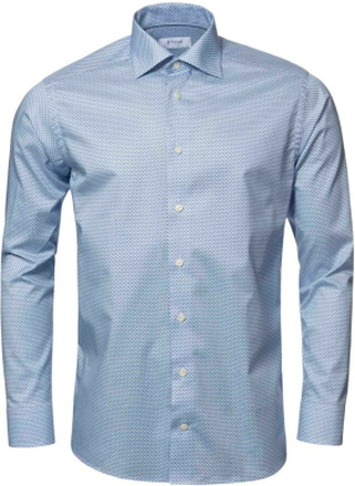 Blå Eton Skjorter Blue Fish Print Slimfit Skjorte Skjorte