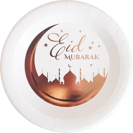 Papperstallrikar Eid Mubarak Roséguld - 10-pack