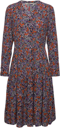 Midi Dress With All-Over Floral Print Dresses Shirt Dresses Multi/mønstret Esprit Casual*Betinget Tilbud