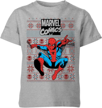 Marvel Avengers Classic Spider-Man Kids Christmas T-Shirt - Grey - 9-10 Years