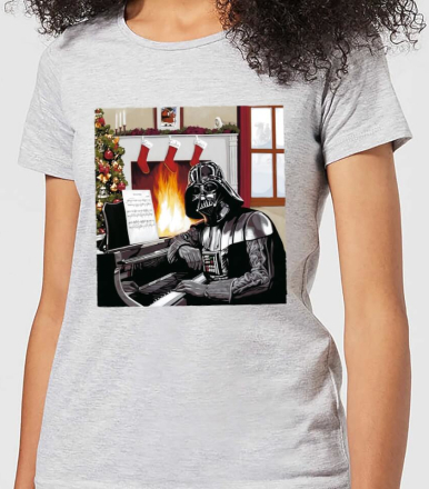 Star Wars Darth Vader Piano Player Women's Christmas T-Shirt - Grey - M