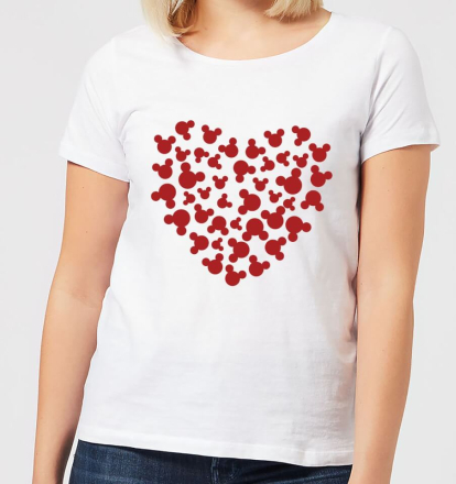 Disney Mickey Mouse Heart Silhouette Women's T-Shirt - White - XL