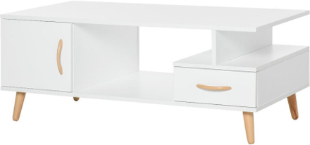 Tavolino tavolo salotto moderno con anta e cassetto soggiorno e ufficio bianco