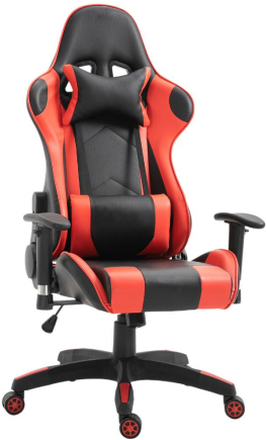 Sedia poltrona da gaming in ecopelle premium ergonomica nero e rosso