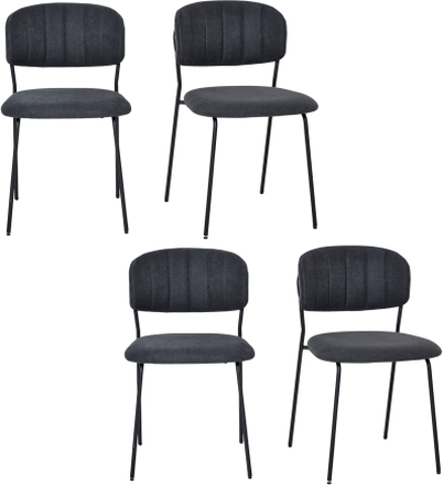 4 Sedie moderne imbottite e impilabili gambe in metallo sedia grigio scuro