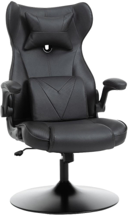 Poltrona gaming sedia da ufficio in similpelle altezza regolabile nera