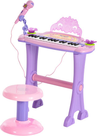 Pianola per bambini con sgabello microfono suoni registrazione mp3 karaoke rosa