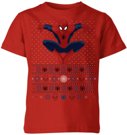 Marvel Avengers Spider-Man Kids Christmas T-Shirt - Red - 7-8 Years