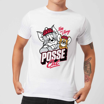 Tom & Jerry Posse Cat Men's T-Shirt - White - 5XL