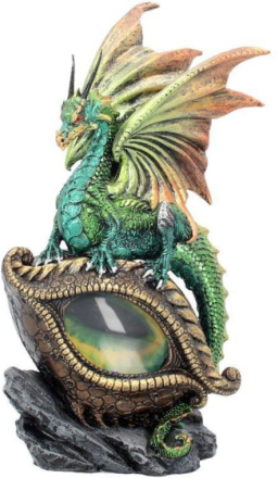 Eye of the Dragon - Grønn Dragefigur med LED-Lys 21 cm
