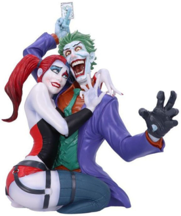 The Joker og Harley Quinn Stor Byste 37,5 cm Håndmalt Offisiell Lisensiert