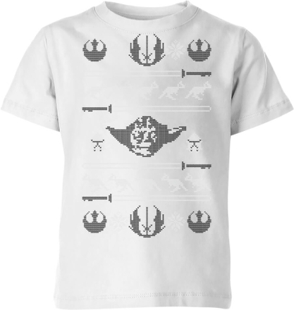 Star Wars Yoda Sabre Knit Kids' Christmas T-Shirt - White - 7-8 Years - White
