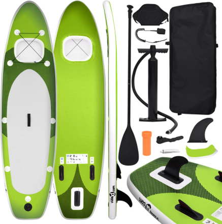 vidaXL Oppblåsbart padlebrettsett grønn 360x81x10 cm