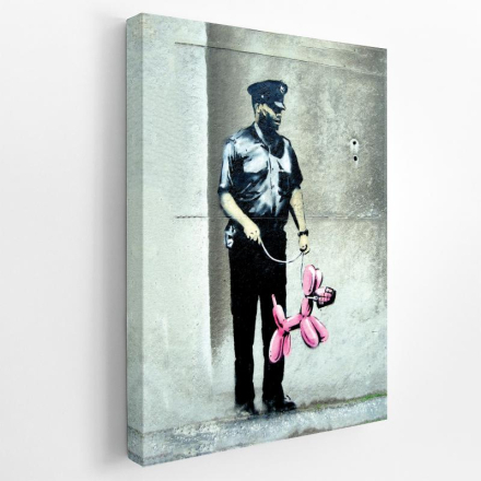 Premium Canvastavla - Policeman and balloon dog - Banksy (Street-art)