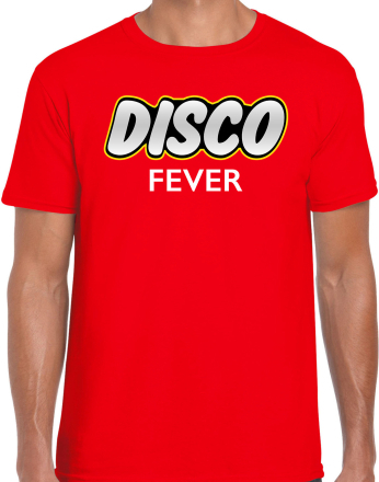 Disco party t-shirt / shirt disco fever rood voor heren