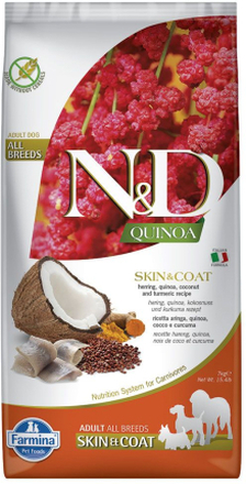Farmina N&D Quinoa Adult Skin & Coat mit Hering and Kurkuma - 2 x 7 kg