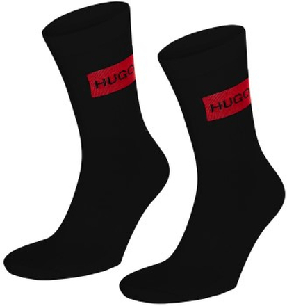 HUGO Strømper 2P Label Rib Socks Sort Str 43/46 Herre