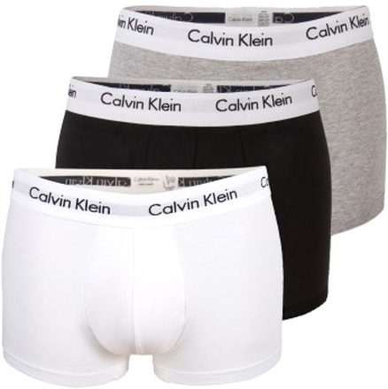 Calvin Klein 3P Cotton Stretch Low Rise Trunks Hvid/Grå bomuld Medium Herre
