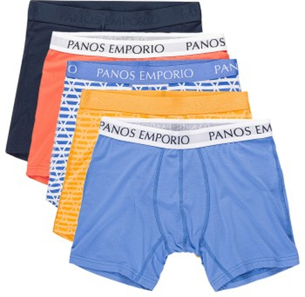 Panos Emporio 5P Bamboo Cotton Boxers Blå/Orange Medium Herre