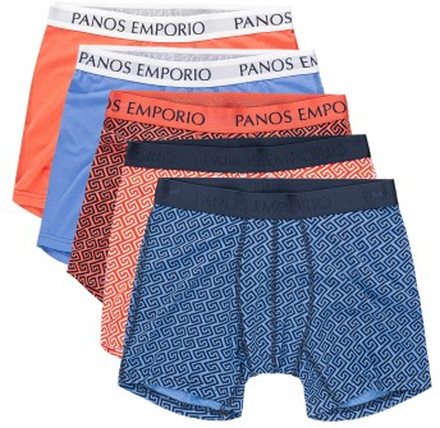 Panos Emporio 5P Bamboo Cotton Boxers Orange/Mørkbl XX-Large Herre