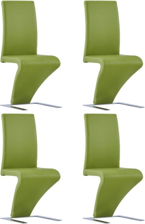 vidaXL Spisestoler med sikksakkform 4 stk grønn kunstig skinn