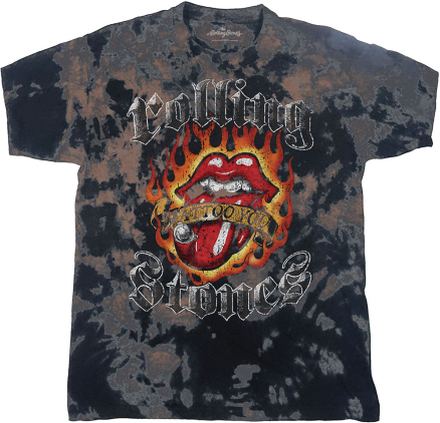 The Rolling Stones: Unisex T-Shirt/Tattoo Flames (Dip-Dye) (Small)