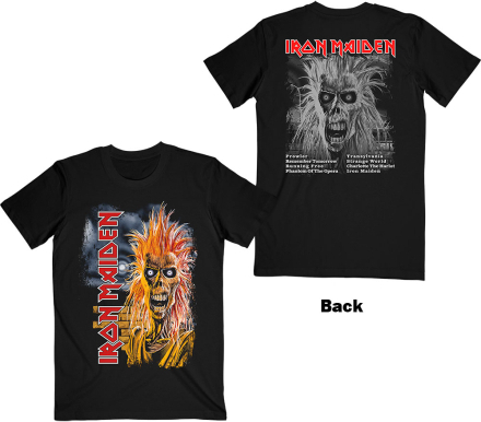 Iron Maiden: Unisex T-Shirt/First Album Track list V.3. (Back Print) (Small)