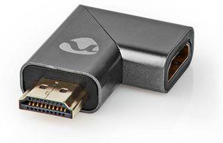 Nedis HDMI- Adapter | HDMI- Hane / HDMI- Kontakt | HDMI- Hona / HDMI- Utgång | Guldplaterad | Vinklat höger | Aluminium | Grått Med Metall | 1 st. | Kartong med täckt fönster