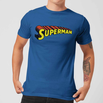 DC Superman Telescopic Crackle Logo Men's T-Shirt - Royal Blue - L