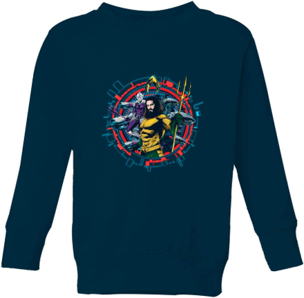Aquaman Circular Portrait Kids' Sweatshirt - Navy - 11-12 Years - Navy