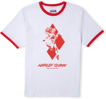 Batman Villains Harley Quinn Unisex Ringer T-Shirt - White / Red - S - White