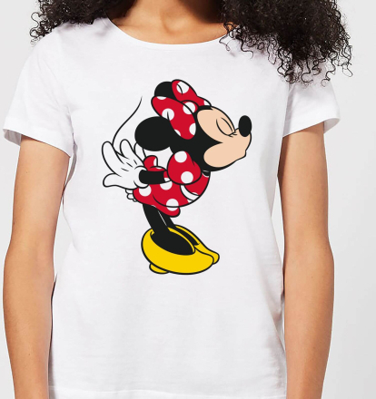 Disney Mickey Mouse Minnie Split Kiss Women's T-Shirt - White - M