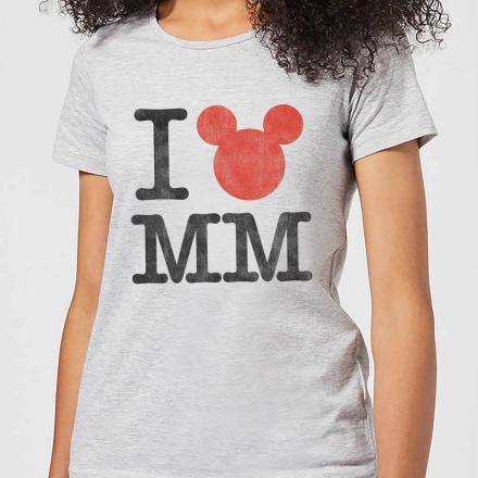 Disney Mickey Mouse I Heart MM Women's T-Shirt - Grey - L - Grey