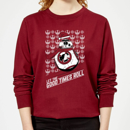 Star Wars Let The Good Times Roll Women's Christmas Jumper - Burgundy - XS