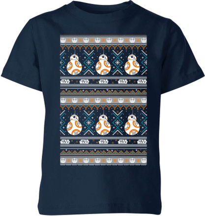 Star Wars BB-8 Pattern Kids Christmas T-Shirt - Navy - 9-10 Years